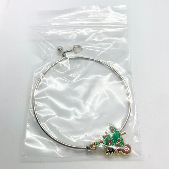 Rudolph the Red-Nosed Reindeer and Christmas Tree Bangle Charm Bracelet - Picture 6 of 6